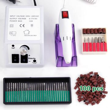 Professional Electric Nail Drill Machine Manicure Set Tools Mill Cutter Nail Art Files Bits Set Sanding Bands Nail Equipment