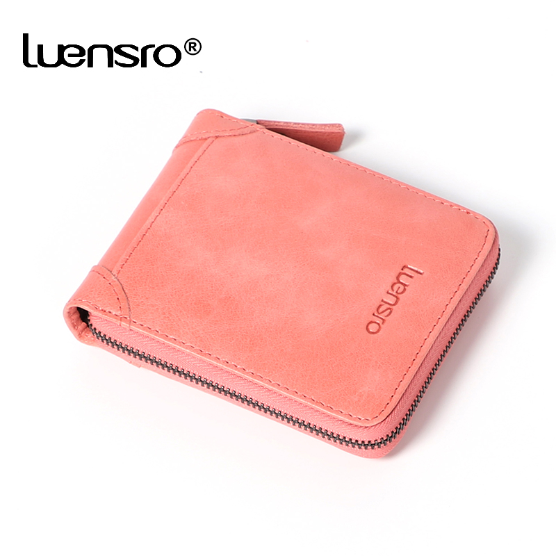LUENSRO 2020 New Women Wallets Genuine Leather Purse Women Credit Card Holder Zipper Small Wallet for Girls Coin Purse Short