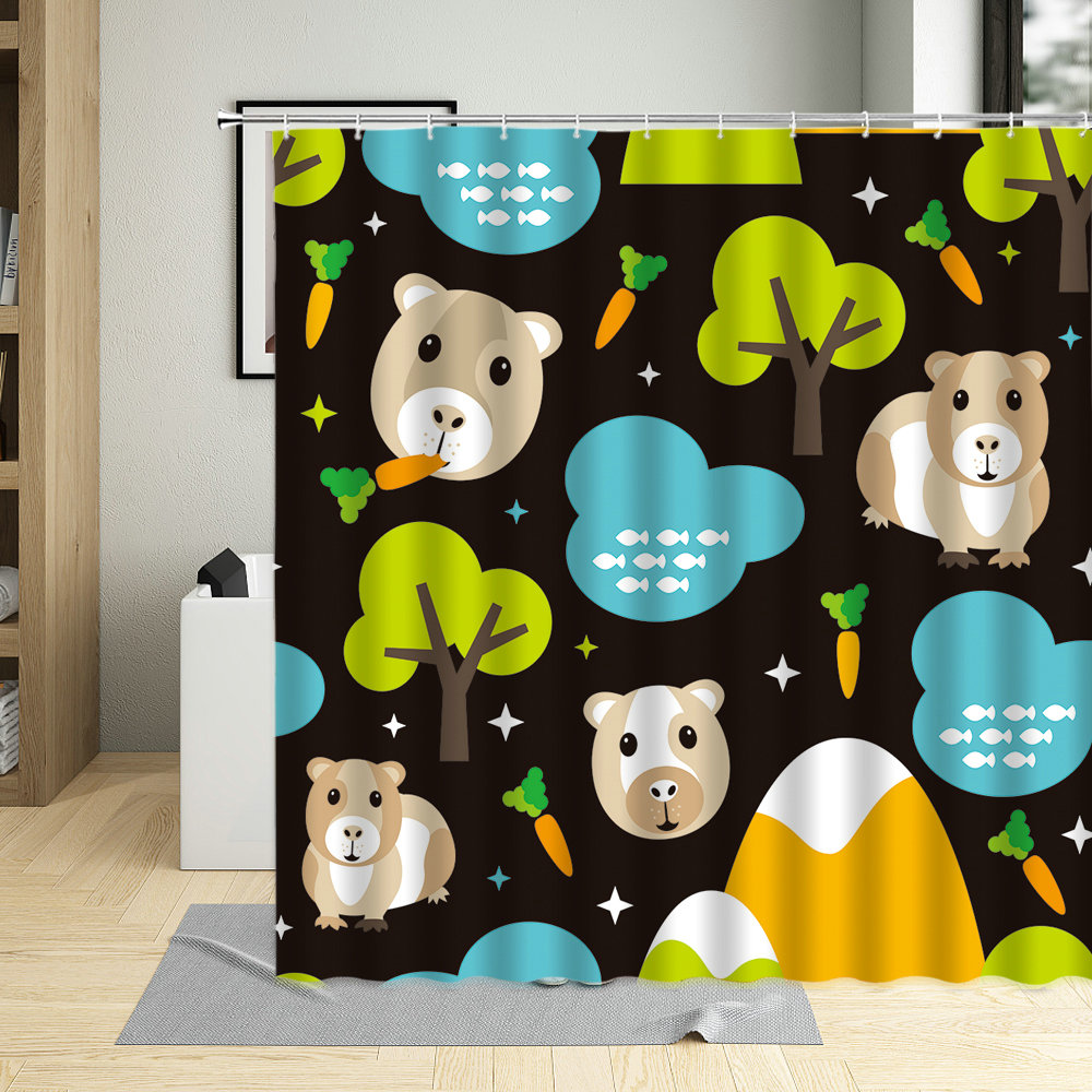 Cartoon Cute Bear Shower Curtain 3D Panda Colorful Animal Printing Curtains Children Bedroom Bathroom Decor With Hooks 240x180cm
