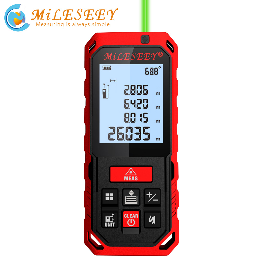 Mileseey S2 100M Green Laser Rangefinder Digital Laser Distance Meter Laser Tape Measure Diastimeter Tool
