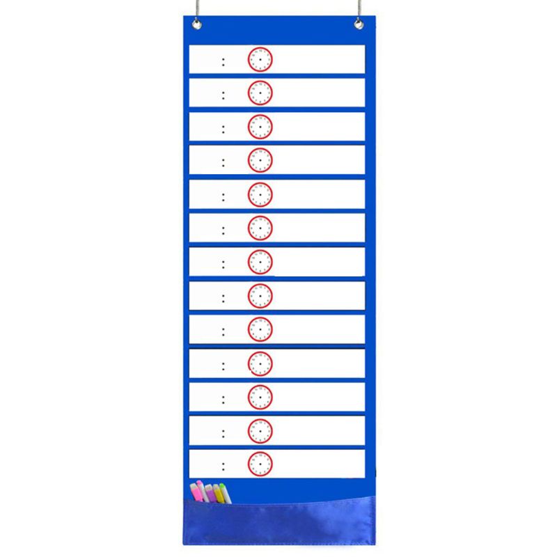 Daily Schedule Pocket Chart 26 Double-Sided Reusable Dry-Eraser Cards For Office