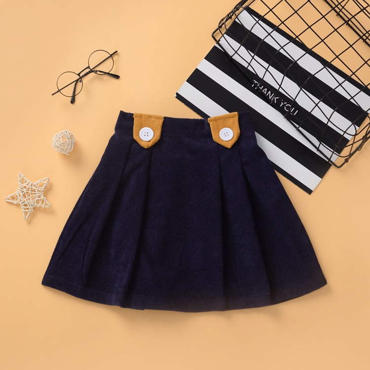 2020 Autumn Winter New Girls Skirts Children Buttons Clothes Kids Corduroy Skirts Baby Little Girl Skirts For 2-6 Years