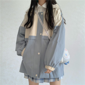 Korean Fashion student Overalls Jacket Vintage Female Spring Autumn Women Hooded Loose Casual Jackets girls Coats Outwears