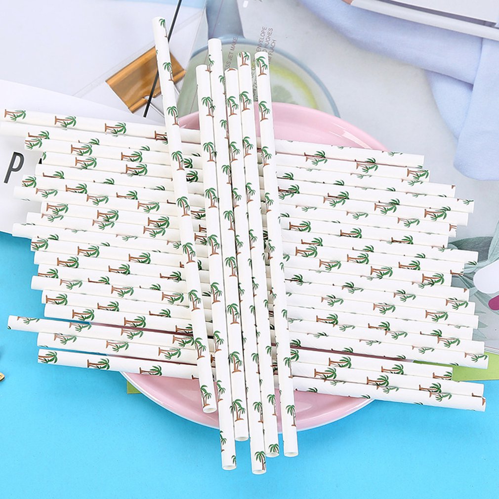 Environmentally Friendly Straw Colour Beverage Disposable Paper Suction 25pcs Fruit Juice Parties Coconut Suction Tubes In Bars