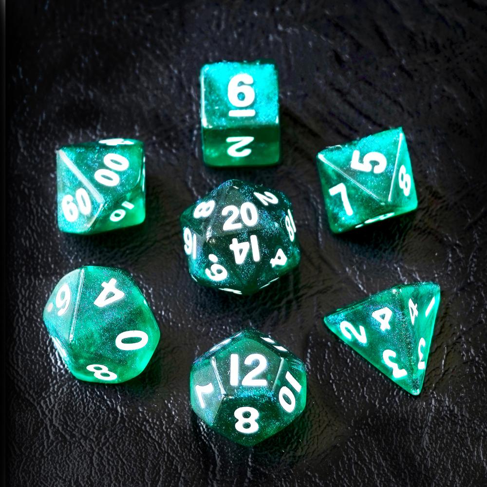 10mm Mini Polyhedral Dice Collection Green Moonstone 4