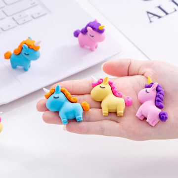 3 Pcs/set Cartoon Fat Unicorn Eraser Colored Animal Rubber Pencil Erasers Primary Student Prizes Promotional Gift Stationery
