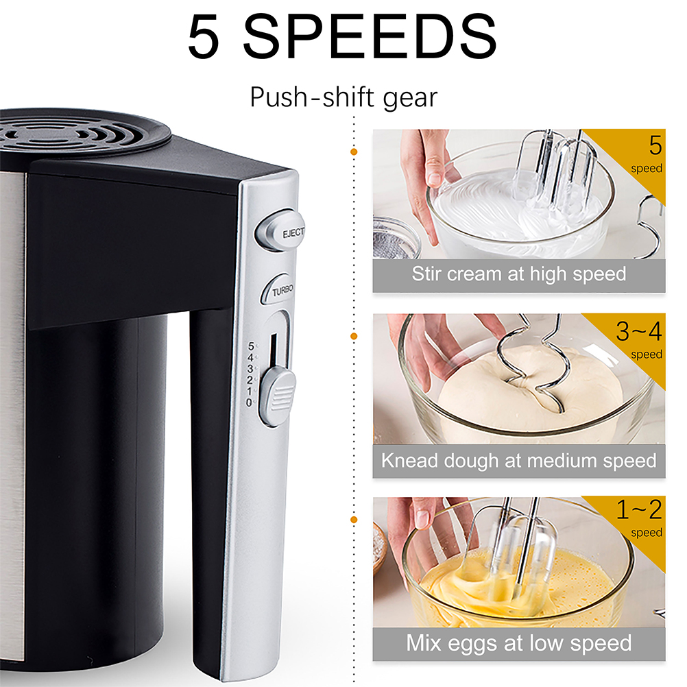 5 Speeds Food Mixers 150W High Power Electric Hand Mixer Handheld Kitchen Dough Blender Home Egg Beater Handheld Blender EU Plug