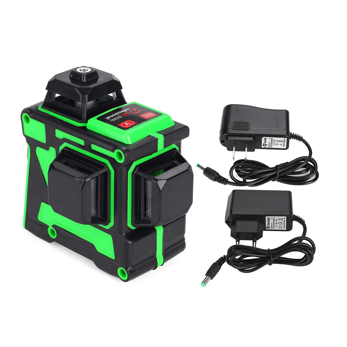 3D 12 Line Laser Level Green Light Digital Self Leveling 360° Rotary Measure Tool AC 100-240V Waterproof Wavelength 532nm