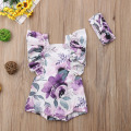 Pudcoco US Stock Fashion Newborn Infant Baby Girls Flower Romper Off Shoulder Jumpsuit + headband Sunsuit Outfit 0-24M