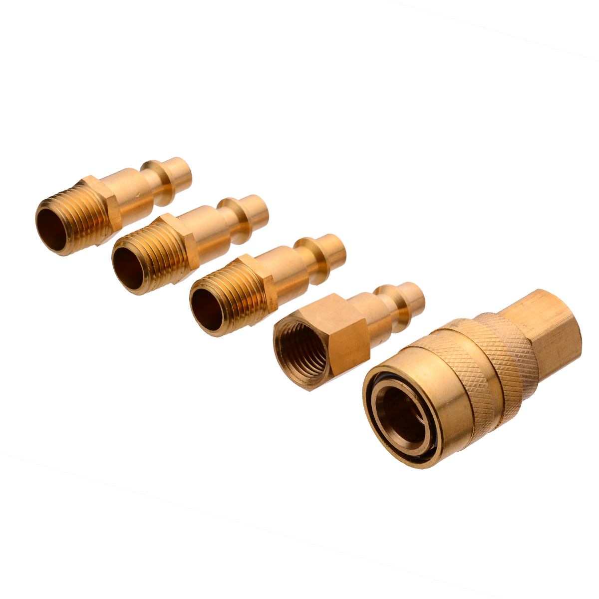 5pcs New Solid Brass Quick Coupler Set Air Hose Connector Fittings 1/4" NPT Plug Female Male Quick Plugs Pneumatic Tool Parts