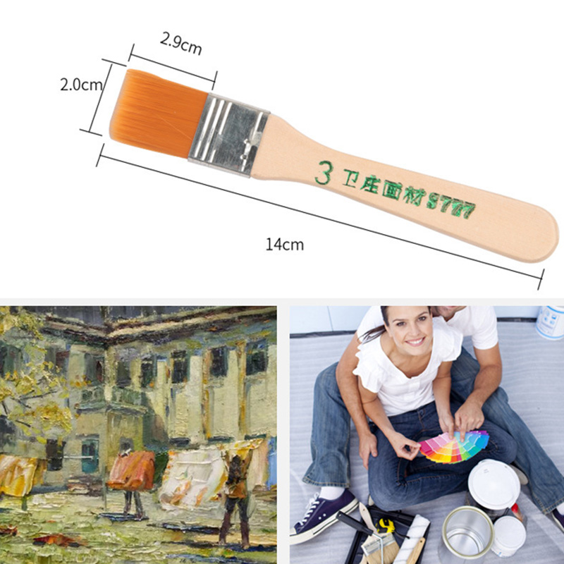High Quality Nylon Paint Brush Different Size Wooden Handle Watercolor Brushes For Acrylic Oil Painting School Art Supplies