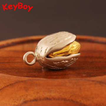 New White Copper Nut Tree Pistachios Lucky Pendants Brass Car Key Chains Rings Charms Handmade Luggage Accessories DIY Jewelry