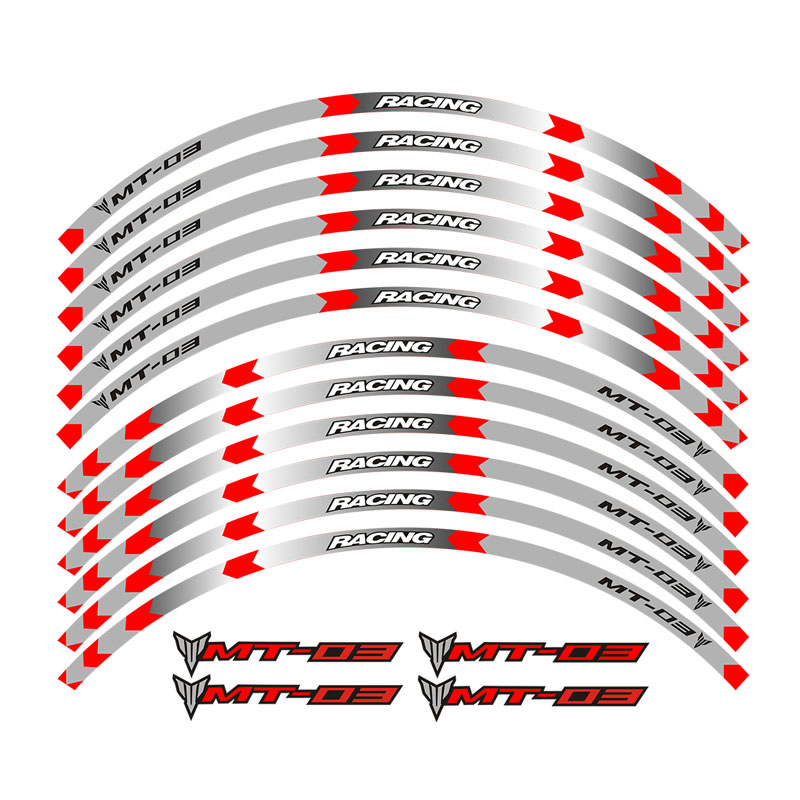 New high quality 12 Pcs Fit Motorcycle Wheel Sticker stripe Reflective Rim For Yamaha MT-03 MT03
