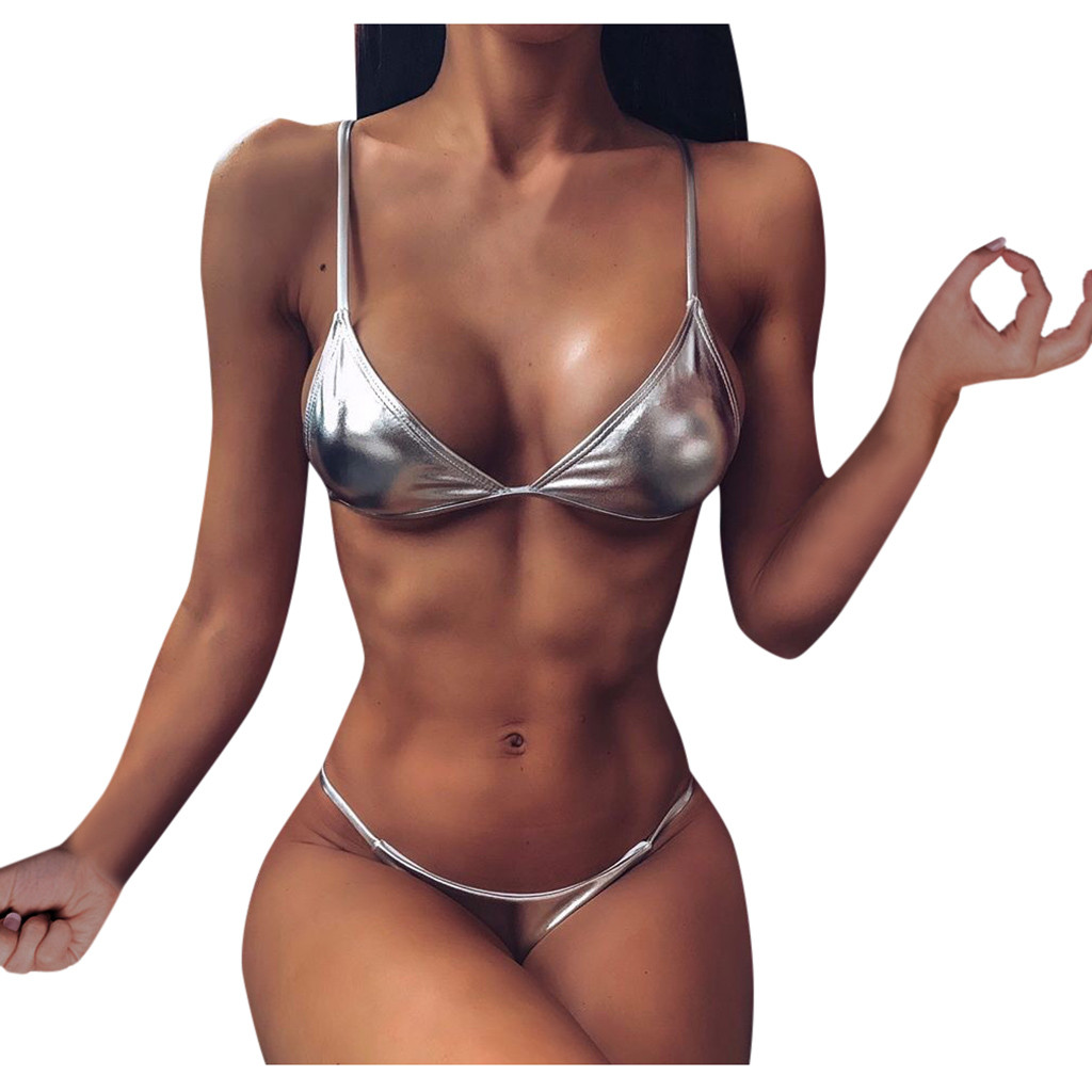 Women Bling Bandage Bikini Set Push-Up Brazilian Sexy Swimwear 2020 Halter Bikinis Beachwear Swimsuit Femme Summer Suit#30