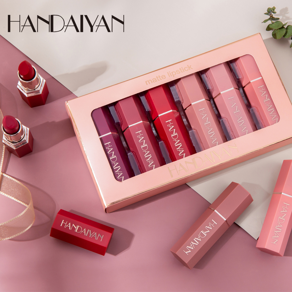 HANDAIYAN Lip Gloss Lightweight Matte Long Lasting Waterproof Velvet Lipstick Set Nourish Moisturizing Professional Lip Makeup