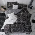 Black Geometric Plaid Printed Girl Boy Bed Cover Set Duvet Cover Adult Child Bed Sheet Pillowcase Comforter Bedding Set 61016