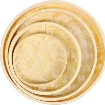 Handwoven Bamboo Tray Basket for Home Decoration