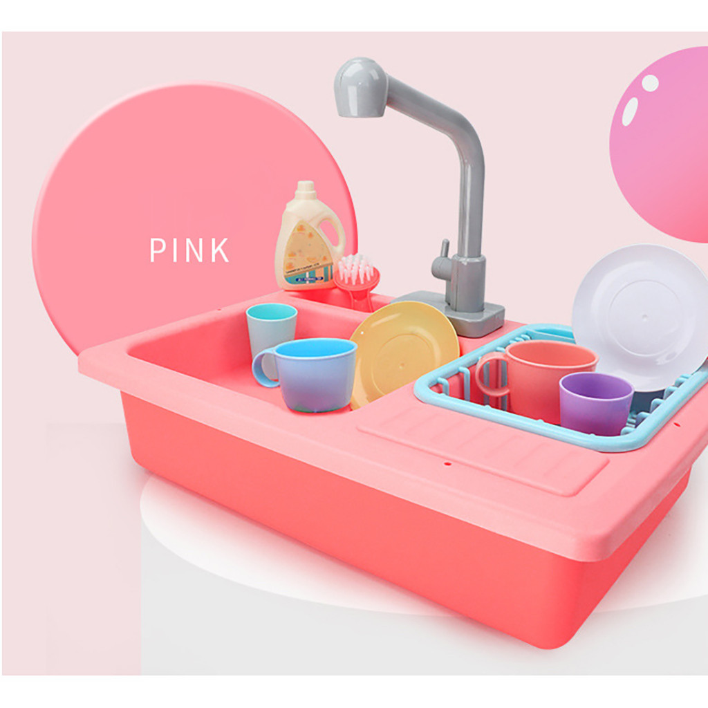 Children Pretend Role Play Color Changing Kitchen Toy Heat Sensitive Thermochromic Dishwash Wash Sink Kid Educational Toy M50#