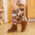 Patchwork Stripe Women Leg Warmers Winter Warm Long Tube Leg Socks Knitted Wool Knee High Boot Covers Girls Beenwarmers LWB016