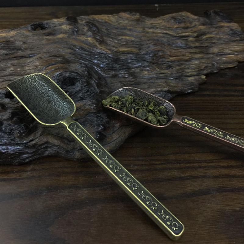 Copper Zinc Loose Leaf Tea Scoop Retro Style Tea Shovel Coffee Bean Scooper Measuring Spoon Tea Accessory