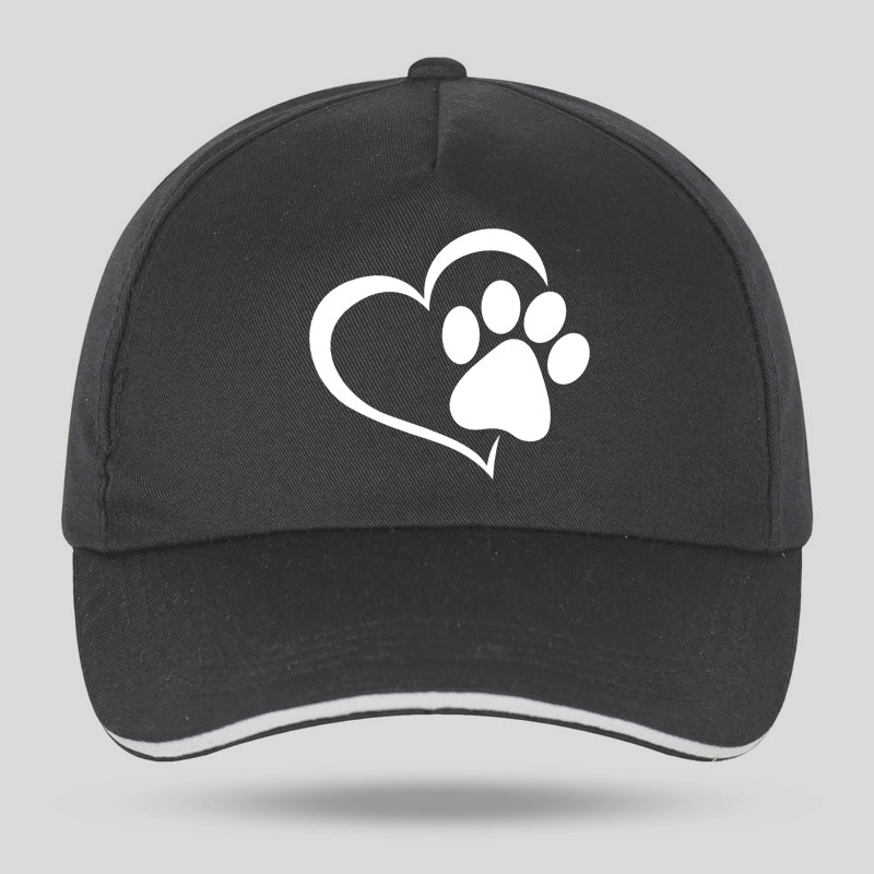 New Men Women Fashion Cute Dog Paw with Peach Heart Baseball Caps for Hip Hop Cotton Velcro Trucker Cap Bone Dad Hats