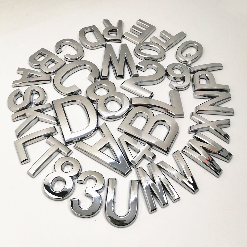 5cm/7cm 0123456789ABC-Z Modern Silver Color Plaque Number House Letter Hotel Door Address Digits Sticker Plate Sign ABS plastic