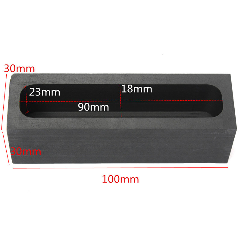 100 x 30 x 30mm 23OZ/650g Graphite Casting Ingot Bar Mold For Gold Silver Copper Melting Refining Scrap Slot Size 90 x 18 x 23mm