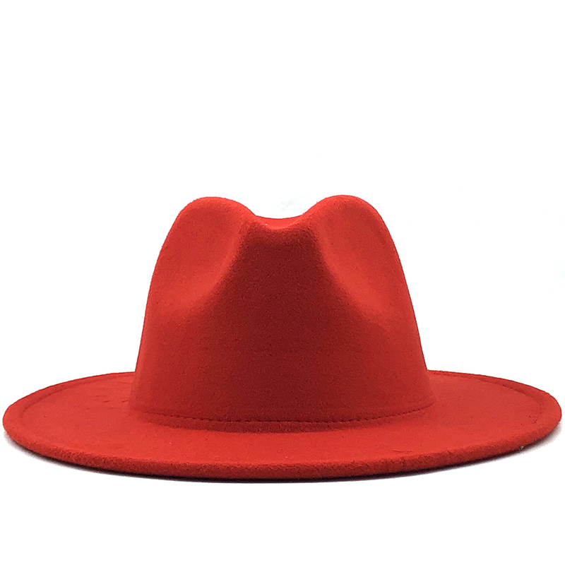 orange with Navy green Bottom Patchwork Panama Wool Felt Jazz Fedora Hats Women Men Wide Brim Party Cowboy Trilby Gambler Hat