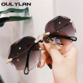 Oulylan Rimless Sunglasses Women Luxury Trimming Gradient Shades Sun Glasses Ladies Vintage Framless Eyewear UV400