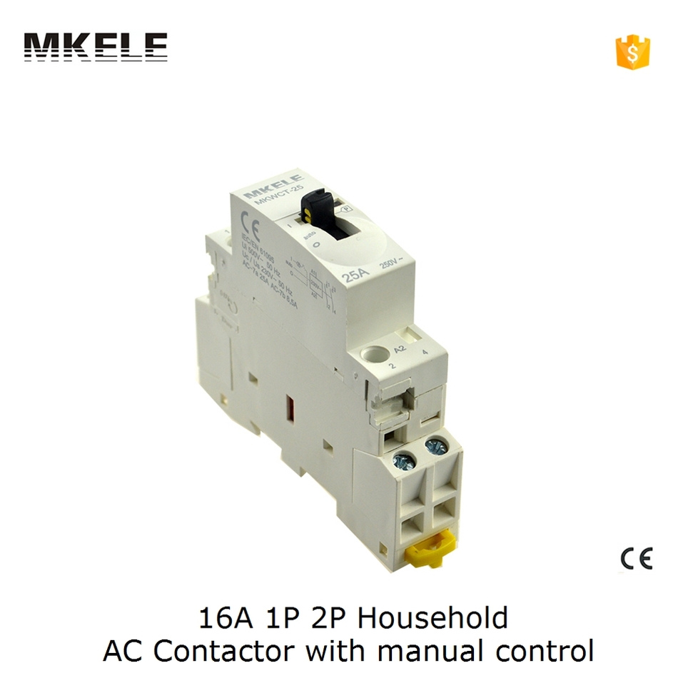 CT 16A 2P Din Rail AC Contactor coil 220V 110V 24V With Manual Control Contator Modularization 2NC