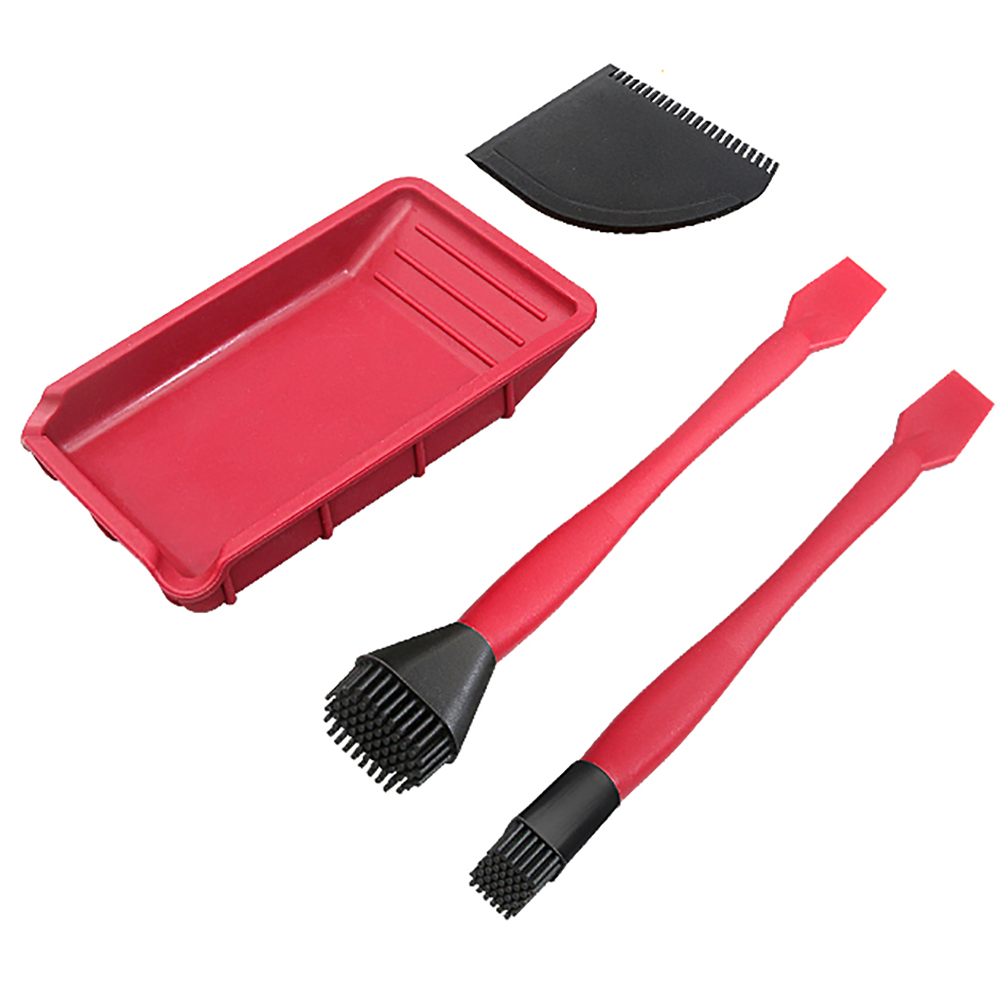 4pcs Woodworking Glue Tools Kit Silicone Brushes With Applicator Squeegee Glue Tray Wood Glue Up Set Glue Applicator Tools