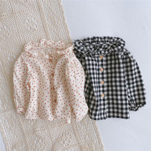 Baby Girl Blouse Shirt Plaid Floral Soft Comfortable Korean Top Spring Autumn Infant Clothing