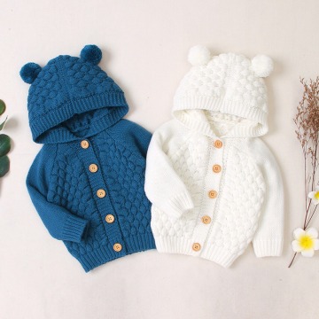 Baby Boy Warm Coat Boys Girls Sweaters Baby Sweater Winter Jacket Knit Outwear Hooded Sweater Free Ship свитер