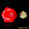 Bescon Jumbo Glowing D20 38MM, Big Size 20 Sides Dice Red Glow In Dark, Big 20 Faces Cube 1.5 inch