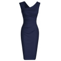 Women's Summer Retro Sleeveless Slim Business Pencil Dress Ladies Vintage Solid Color Sheath Cocktail Party Bodycon Dresses