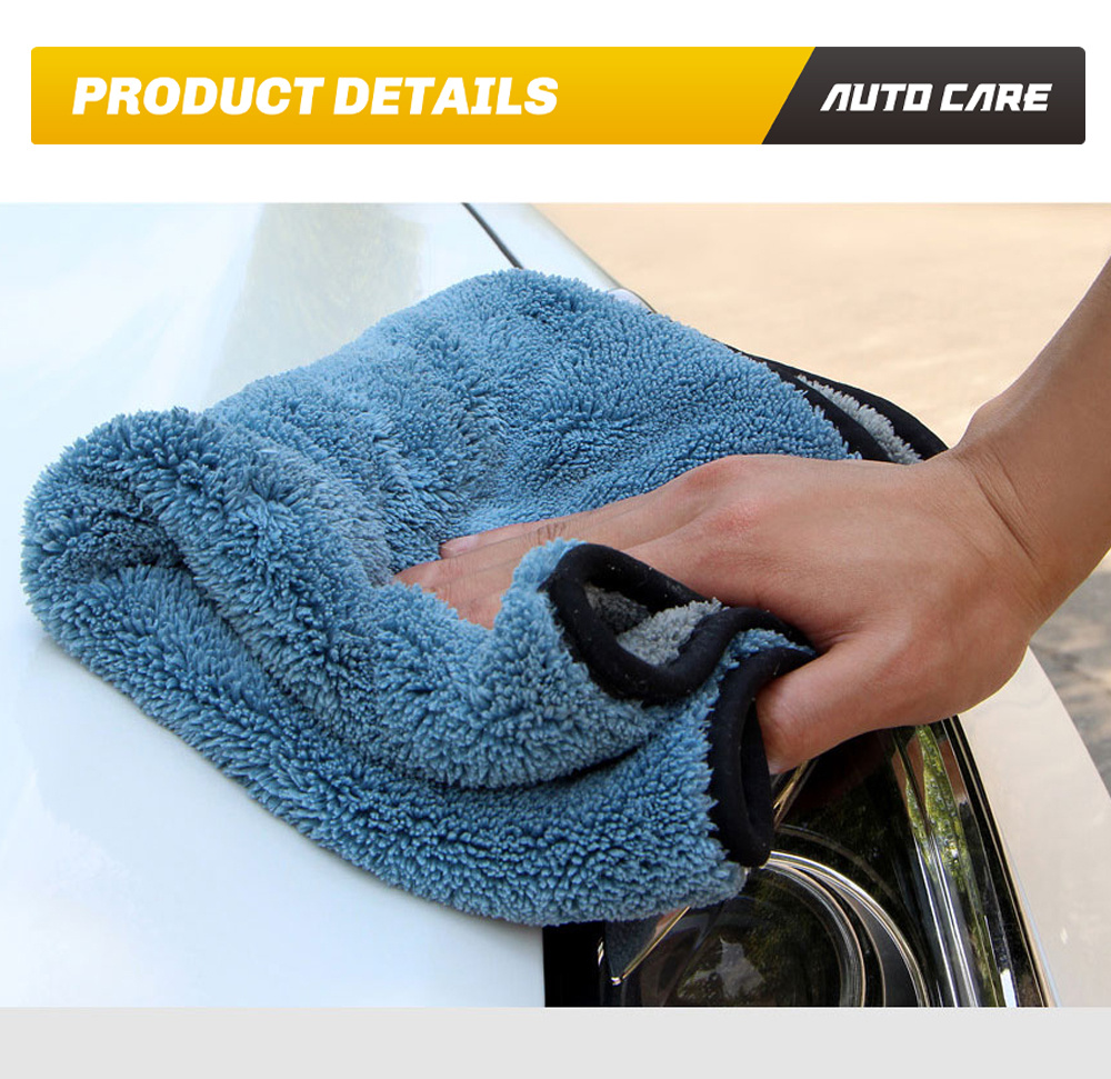 1pc 800gsm 45x38cm Microfiber Car Cleaning Cloth Super Thick Plush Microfibre Detailing Wax Polishing Towel Car Care