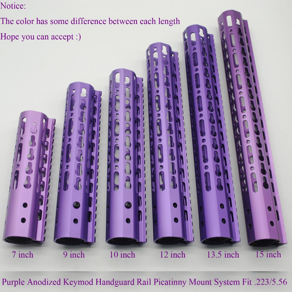 TriRock 7''9''10''12''13.5'15" inch Ultralight Keymod Handguard Free Float Picatinny Mount System_Unique Purple Anodized