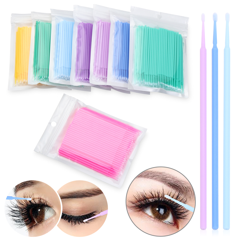 100pcs Make Up Cotton Swab Disposable Eyelash Extension Micro Brush Mascara Swabs Eyelash Applicator Swab Cosmetic Tool