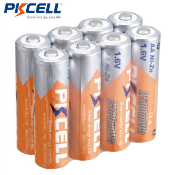 8pcs/lot PKCELL Bateria AA Battery Ni-Zn 1.6V 2500mWh Nickel-Zinc in bulk AA Rechargeable Battery Batteries Baterias