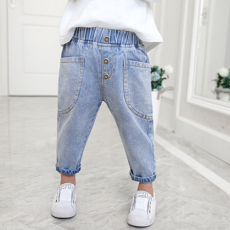 New Arrival Autumn Baby Boys Denim Pants Children Kids Solid Jeans with Bottons Fashion Cute Boys Jeans for Toddler