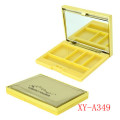 Yellow Color 4 Pans Eyeshadow Container With Mirror