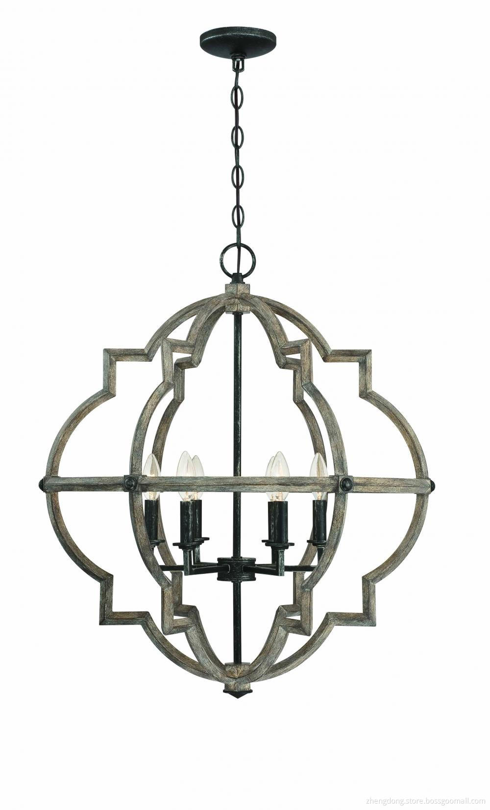 6-Light Chandelier Classic Globe Latern Lamp