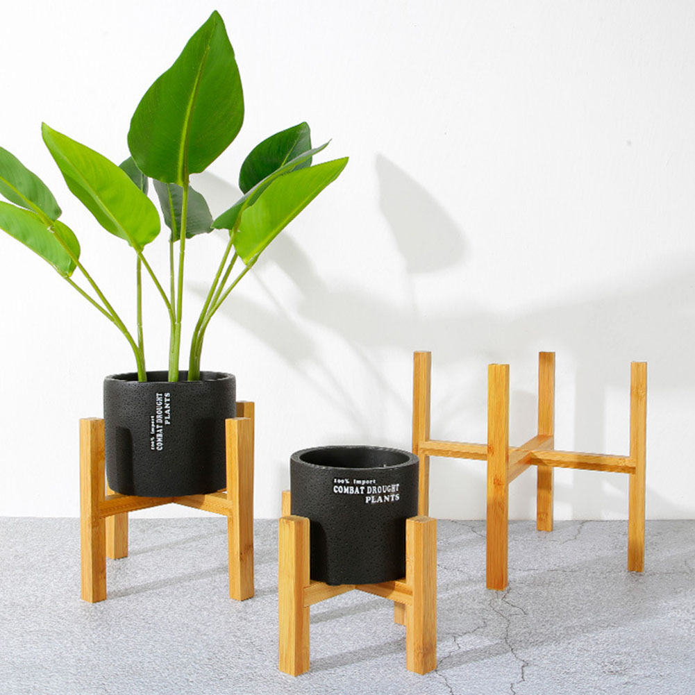 Nordic Wooden Planter Pot Trays Flower Pot Holder Strong Free Standing Bonsai Holder House Balcony Display Flower Stand Shelf
