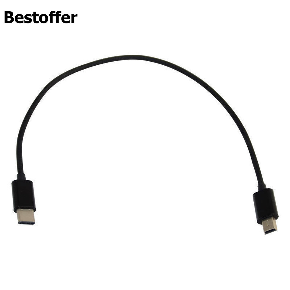Mini USB to USB-C Cable USB C to Mini B Cord for GoPro Hero 3+ PS3 Controller & Mini B Devices 25cm/ Black