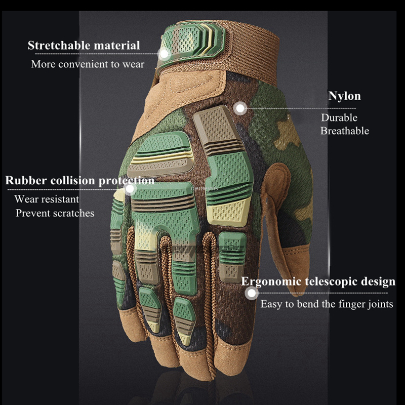 Tactical Full Finger Gloves Camouflage Airsoft Paintball Military Glove Men Soldiers Shooting Motocross Gloves