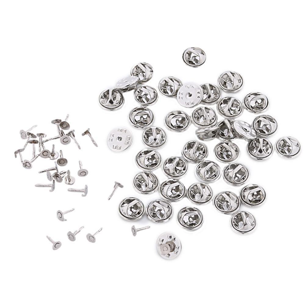 100pcs Badge Hat Pin Backs Metal Tacks Butterfly Clutch Back Pins Lapel Scatter Pin Fasteners Silver