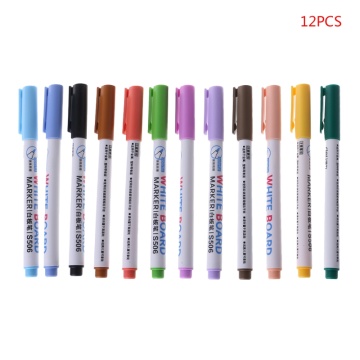 12 Colors Marker Pen Erasable Whiteboard Marker Pen Fine Nib Set School Supplies
