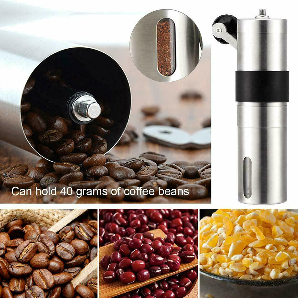 Stainless Steel Manual Coffee Bean Grinder Adjustable Coffee Bean Nuts Mill With Rubber Loop Ring Mini Hand Mills Coffee Machine