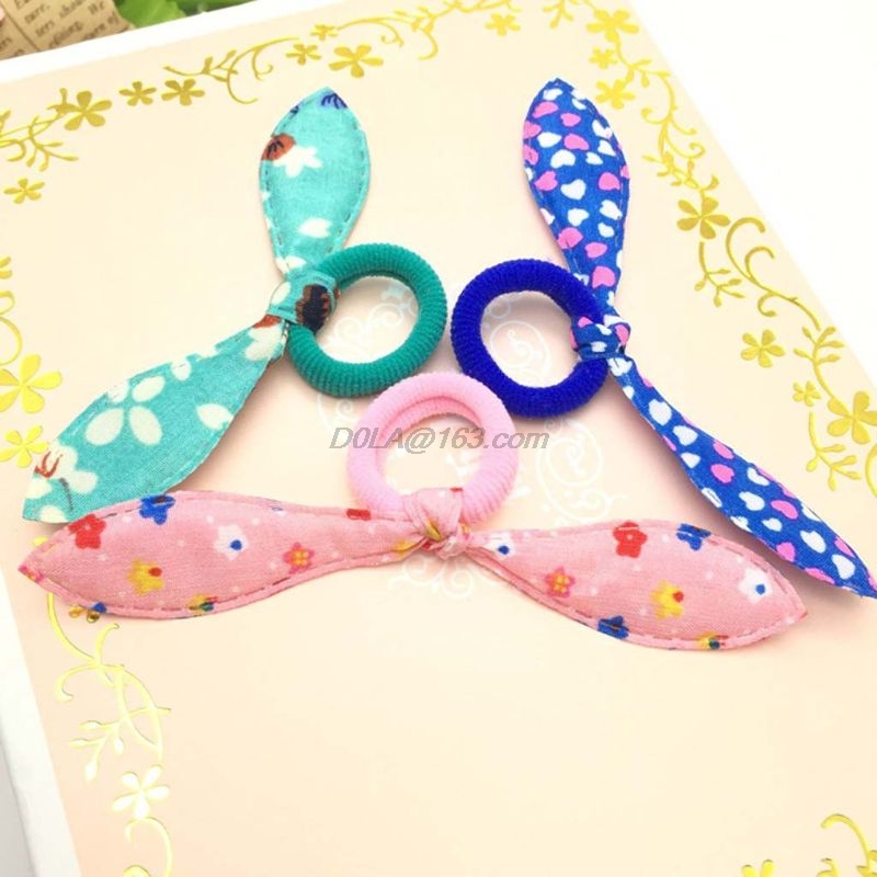 100Pcs Children Elastic Hair Band Cute Bow Rabbit Ears Headband Hair Strings