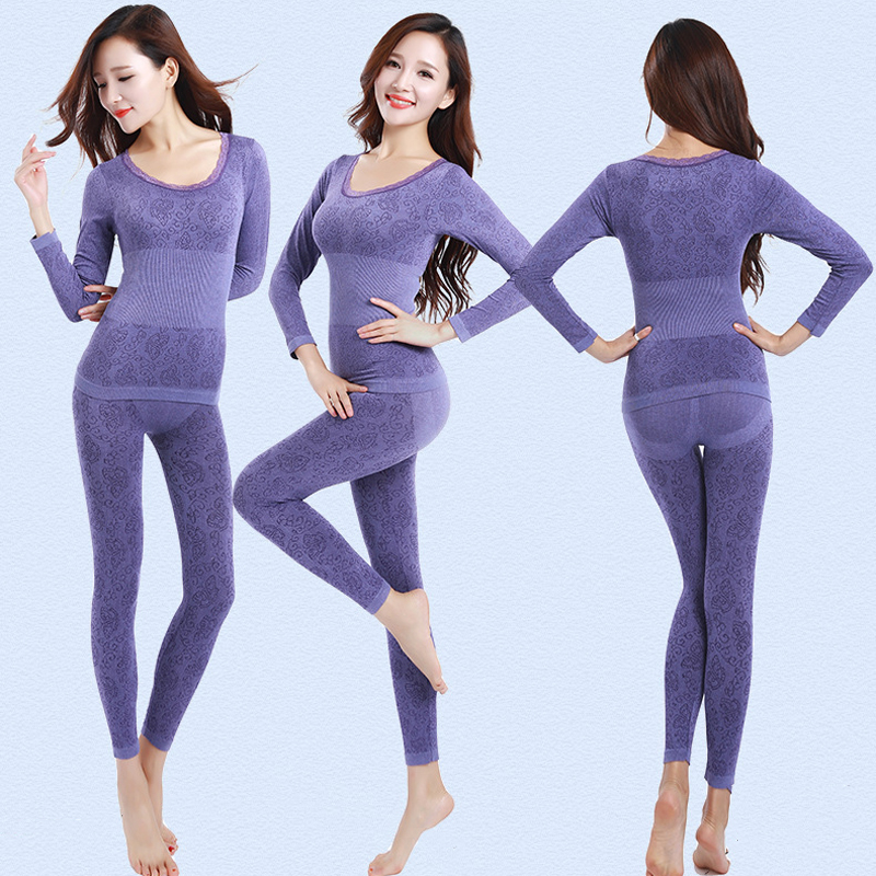 Queenral Thermal Underwear Women Long Johns For Women Winter Thermal Underwear Suit Seamless Breathable Warm Thermal Clothing